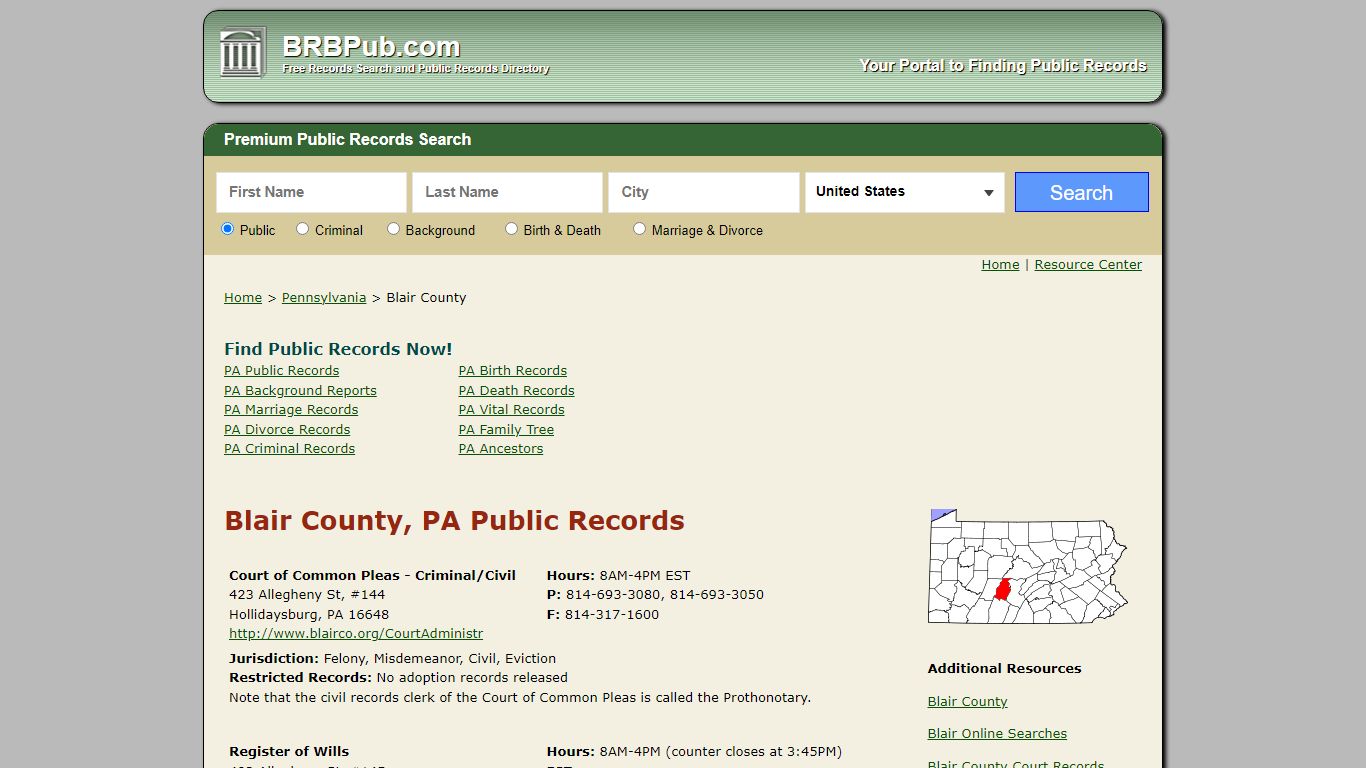 Blair County Public Records | Search Pennsylvania Government Databases